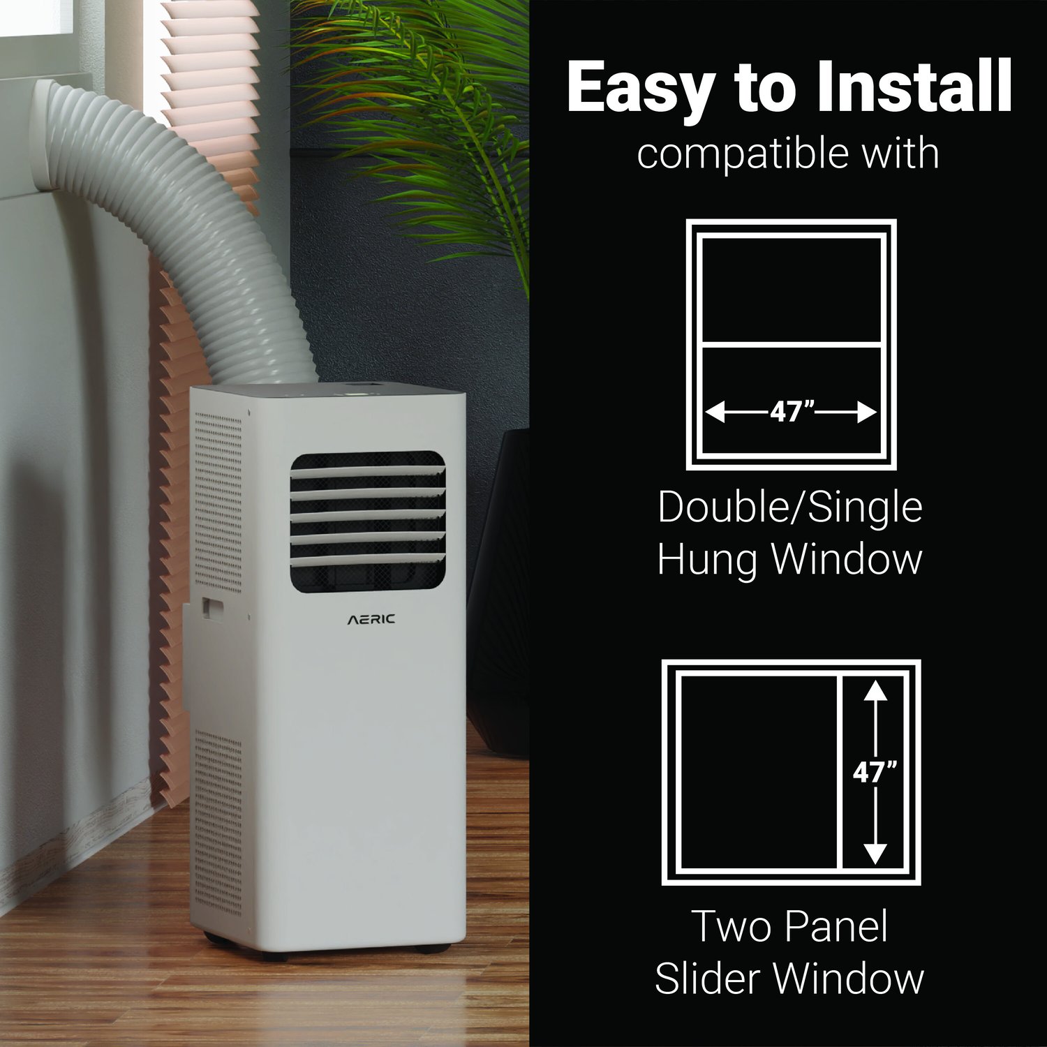 Aeric 5500 BTU 9000 BTU ASHRAE Portable Air Conditioner with Fan, White, 400 Sq Ft, AERP051AW