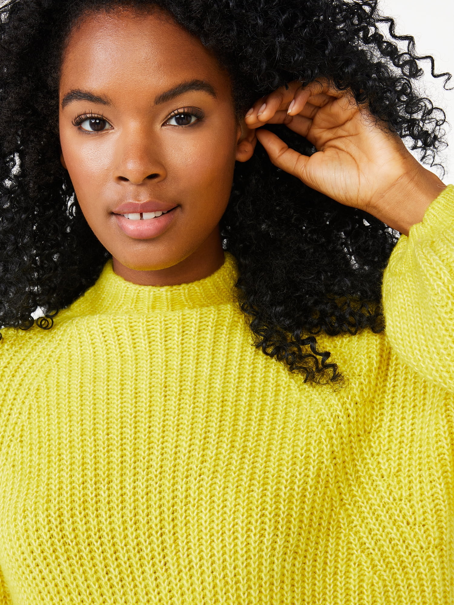 mustard mock neck top