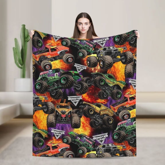 Soft Flannel Fleece Blanket Monster Truck Jam Comfort Plush Throw Home Decor for Bed Sofa 50"x40"