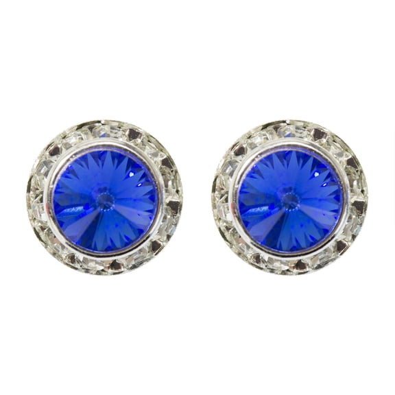 #12536 Sapphire 13mm Rondel with Rivoli Button Earrings