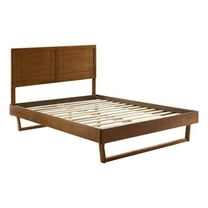 Pemberly Row 57" Full Modern Wood Platform Bed with Angular Frame in Walnut