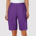 thumbnail image 3 of Hurxie Deals 2025 Bermuda Shorts for Women Solid Color Pants Purple Medium (Women's Plus), 3 of 7