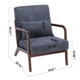 thumbnail image 4 of Ciphrias Accent Chair Arm Chair with Pillow Upholstered Reading Chair Rubberwood Frame Antique Dark Grey for Living Room Bedroom Balcony, 4 of 8