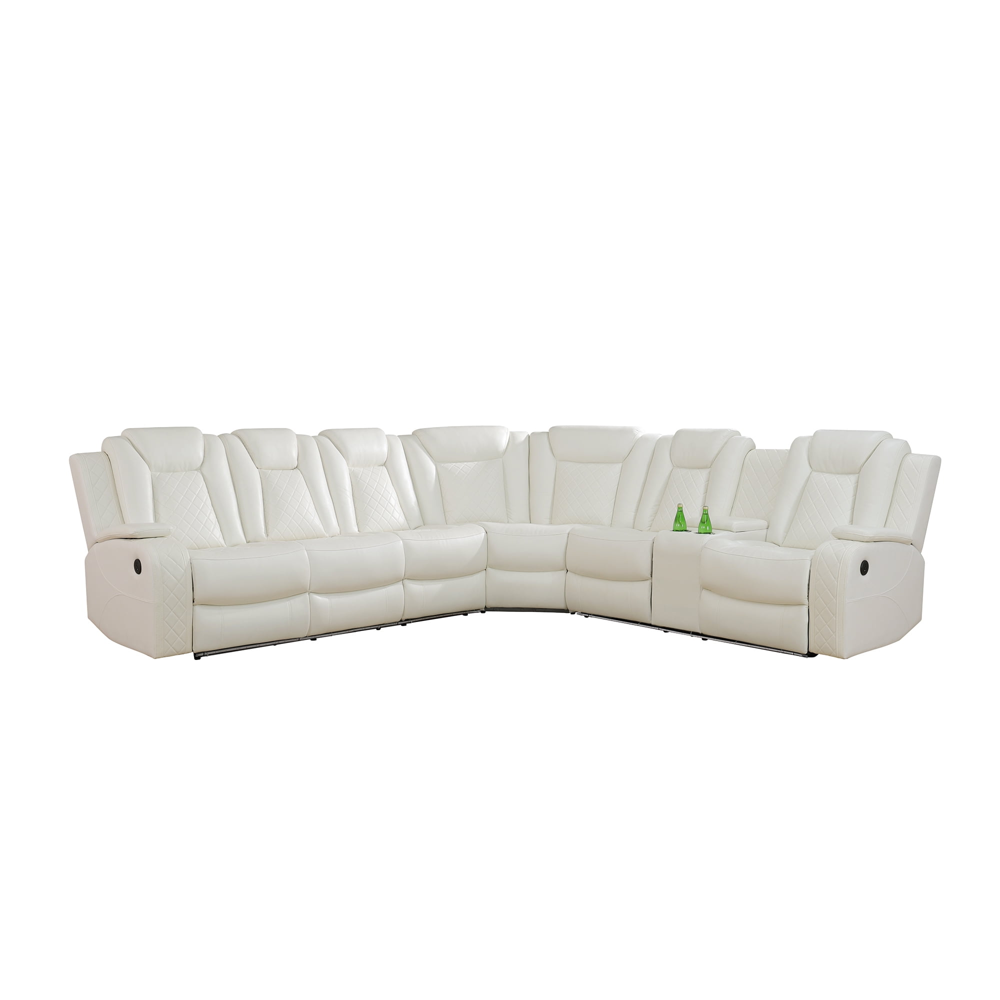 Gewnee Air Leather Oversized Power Recliner Sectional Sofa with 1-Seat Sofa Cup Holder for Living Room Home Office Theater Room