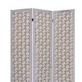 thumbnail image 2 of Benzara BM26553 3 Panel Transitional Fabric Screen with Leaf Print, Beige & Gray, 2 of 3