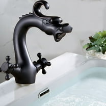 Black Retro Two-Handle Faucet Brass Bathroom Faucet with Standard Threaded Interface Ceramic Valve Core