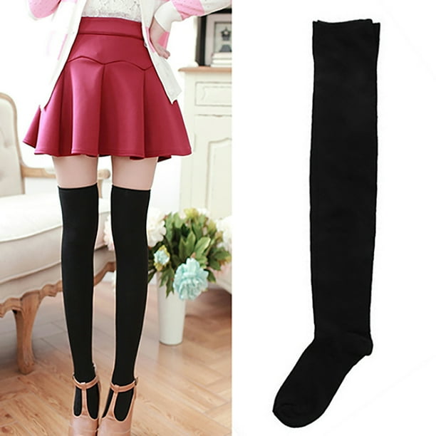 1 Pair Thigh High Socks Japanese Style Attractive Cotton Women Long Boot Stocking for Daily Wear