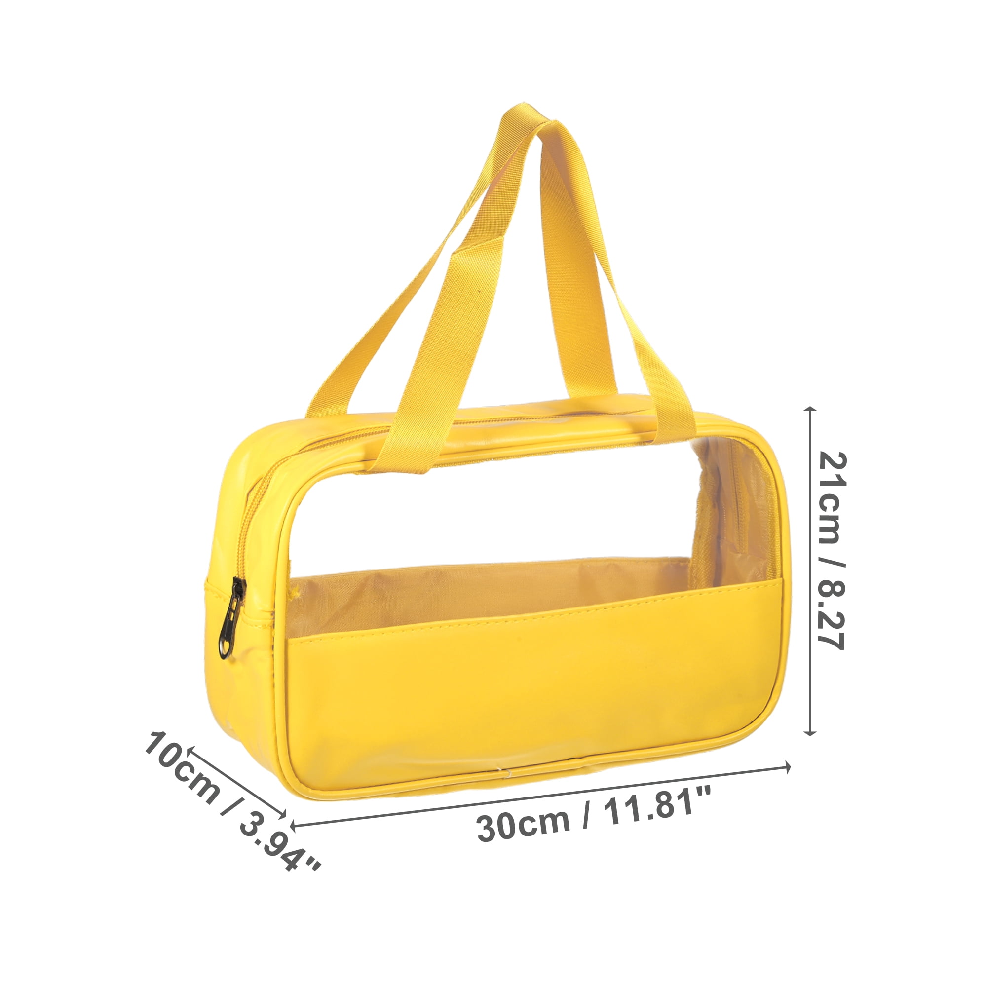 Unique Bargains 1Pc Durable Transparent Patchwork Medium Storage Makeup Bag Yellow-L