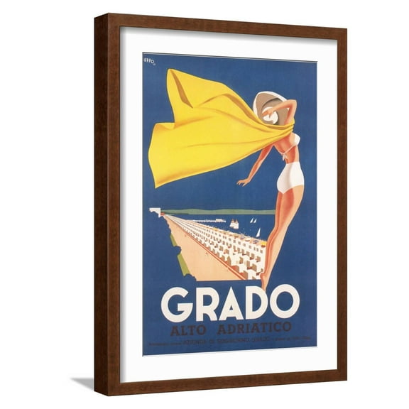 Art.com Travel Poster for Grado Art Print, Brown Frame Wall Art, 17" x 23"