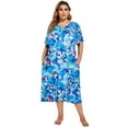 thumbnail image 4 of Ekouaer Women's House Dress Pleated Nightgown with Short Sleeves & Pockets, 4 of 6
