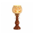 thumbnail image 2 of Dalang Halloween Pumpkin Tealight Candle Holder Set, Vintage Wooden Pedestal Tea Light Stand for Fall Halloween Thanksgiving Mantel Decor, 22cm, 2 of 7