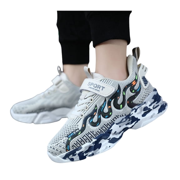 Dakaela Boys Girls Sneakers Kids Shoes Unisex Mesh Breathable Athletic Running Walking Tennis Shoes for Little Big Kid Beige 12
