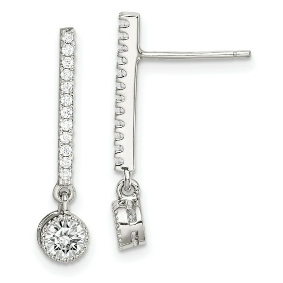Primal Silver Sterling Silver Cubic Zirconia Drop Bar Post Earrings
