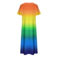 thumbnail image 5 of Roncen Women's Rainbow Ombre Midi Dress, V-Neck Short Sleeve Dress with High Slit - Casual Boho Beach Dress, 5 of 6