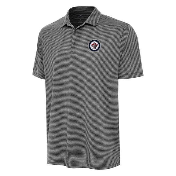 Men's Antigua  Heather Black Winnipeg Jets Scheme Polo
