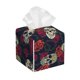 thumbnail image 1 of Balery Roses Skulls Porta Pañuelos de Cuero con Estampado – Funda Moderna Cuadrada para Caja de Pañuelos, Dispensador 5x5x5'', 1 of 7
