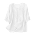 thumbnail image 4 of SSZMDLB Women V Neck 3/4 Sleeve Blouse Embroidery Boho Casual Tunic Tops Summer Vacation Outfits Flowy Shirt, White L, 4 of 7