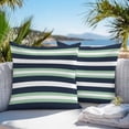 thumbnail image 5 of Green Navy Blue Stripe Outdoor Pillow Covers Set of 2 Modern Abstract Waterproof Throw Pillow Case Decorative Square Cushion Cover for Patio Couch Garden Balcony, 18"x18", 5 of 9