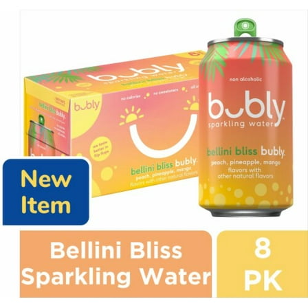 Bubly Bellini Bliss Flavored Sparkling Water Cans 8 pk / 12 fl oz - Pack of 2