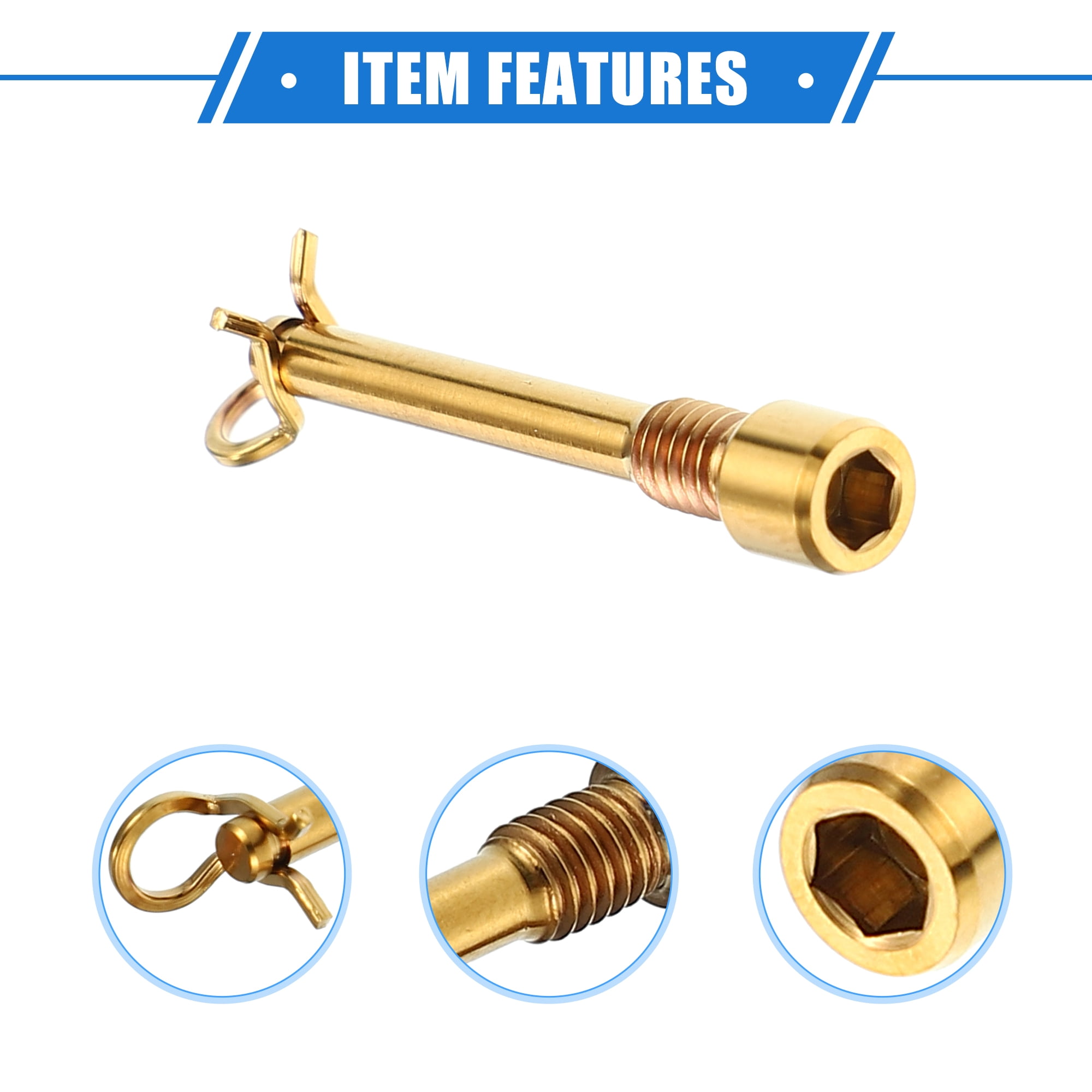 Unique Bargains 2Pcs Bike Brake Caliper Bolt Screws with Snap Ring Gold Tone