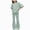 A30-Athletic Outfit Sets-Green, variant on Caqnni 7-8 Years Teen Girls Tracksuit Short Sleeve Tops T Shirt And Flared Trousers Teenager 2 Piece Outfits Kids Sets For Teen Girls Running Tracksuit A30-Mint Green