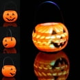 thumbnail image 4 of Halloween Pumpkin Candy Bucket Purple Jack-o'-Lantern Trick or Treat Basket with Handle, 4 of 8