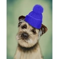 thumbnail image 2 of Fab Funky 12x14 Gold Ornate Wood Framed with Double Matting Museum Art Print Titled - Border Terrier with Blue Bobble Hat, 2 of 4