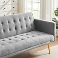 thumbnail image 4 of SYNGAR Couches for Living Room, Velvet Upholstered Convertible Sofa Bed with Armrests, Metal Legs, Adjustable Backrest, Mid Century Futon Sofa and Couch for Home Apartment Living Room, Gray, 4 of 10