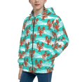 thumbnail image 2 of Pofeuu Lobsters Of Turquoise Waves Print Teenage Zipper Hoodie Sweatshirts Hooded Casual Jackets With Pocket For Boys Girls-Small, 2 of 6