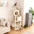 thumbnail image 4 of Gymax 57'' Cat Tree for Indoor Cats w/Dual Condos Hammock Sisal Scratching Posts Beige, 4 of 10