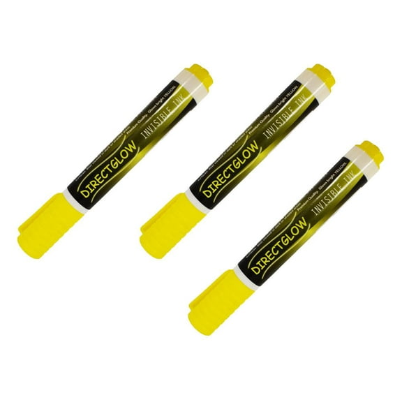 DirectGlow XL Invisible Yellow UV Blacklight  Ink Marker Pen 3 Pack