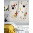 thumbnail image 3 of Colorful Stars Sheer Curtains for Living Room Bedroom, Vintage Red Yellow Black Star Shiny Diamonds Linen Texture Light Filtering Sheer Curtains, Rod Pocket Voile Window Drapes, 2 Panels Set 52"x 72", 3 of 7