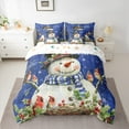 thumbnail image 2 of Manfei Xmas Snowman Bedding Comforter Set 7 Pieces for Kids Boys Girls, Winter Snowflakes Cardinal Bird Queen Bedding Sets, Blue Happy New Year Gifts Queen Sheet Sets, Ultra Soft Home Decor, 2 of 8