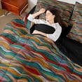 thumbnail image 4 of Homewish Vintage Abstract Ombre Bedding Comforter Set 7-Piece, Red Blue Stripes King Bedding Sets, Teens Kids Adult Men Women Reversible Bed Sheets, Super Cozy Room Decor, 4 of 7