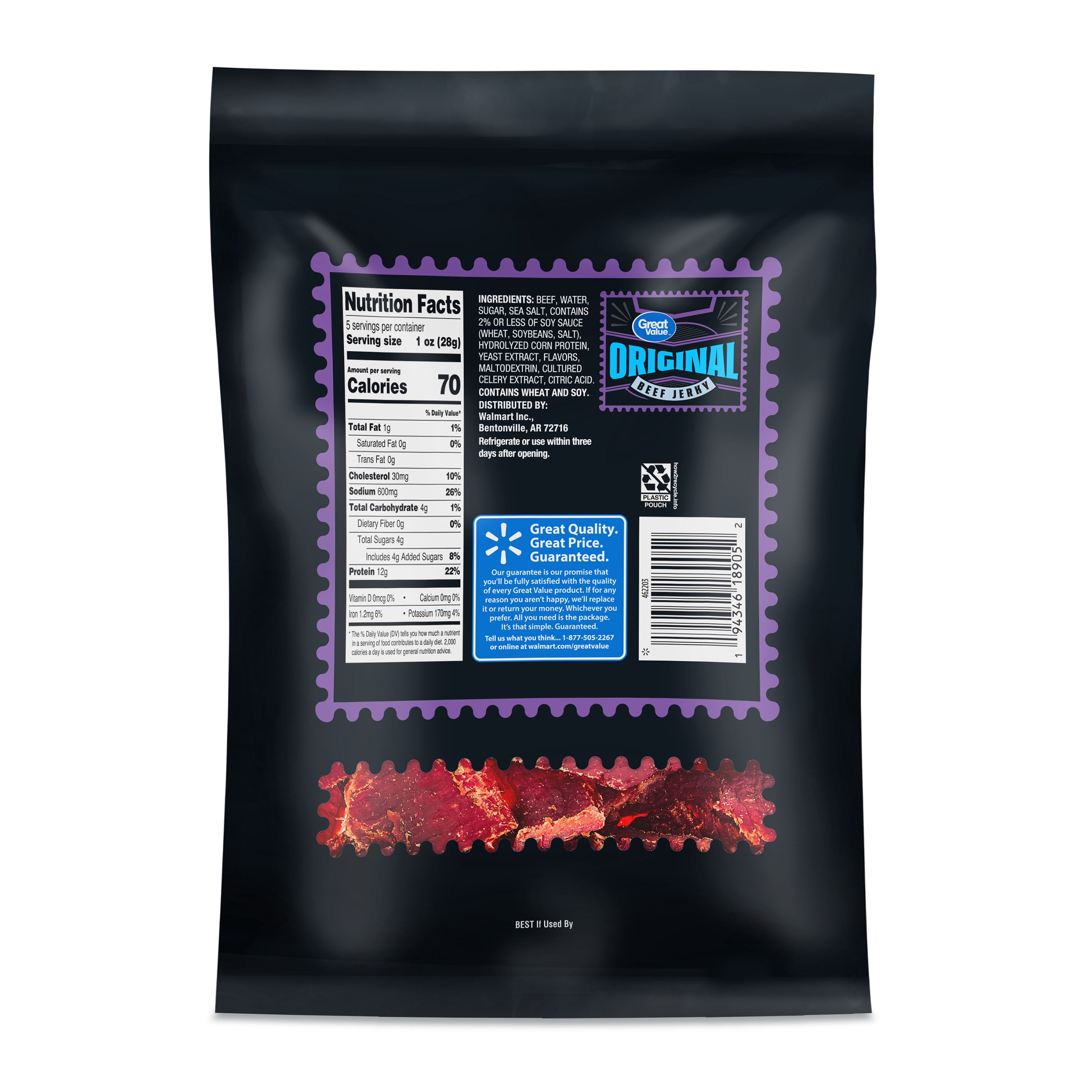 Great Value Original Beef Jerky, 5 oz