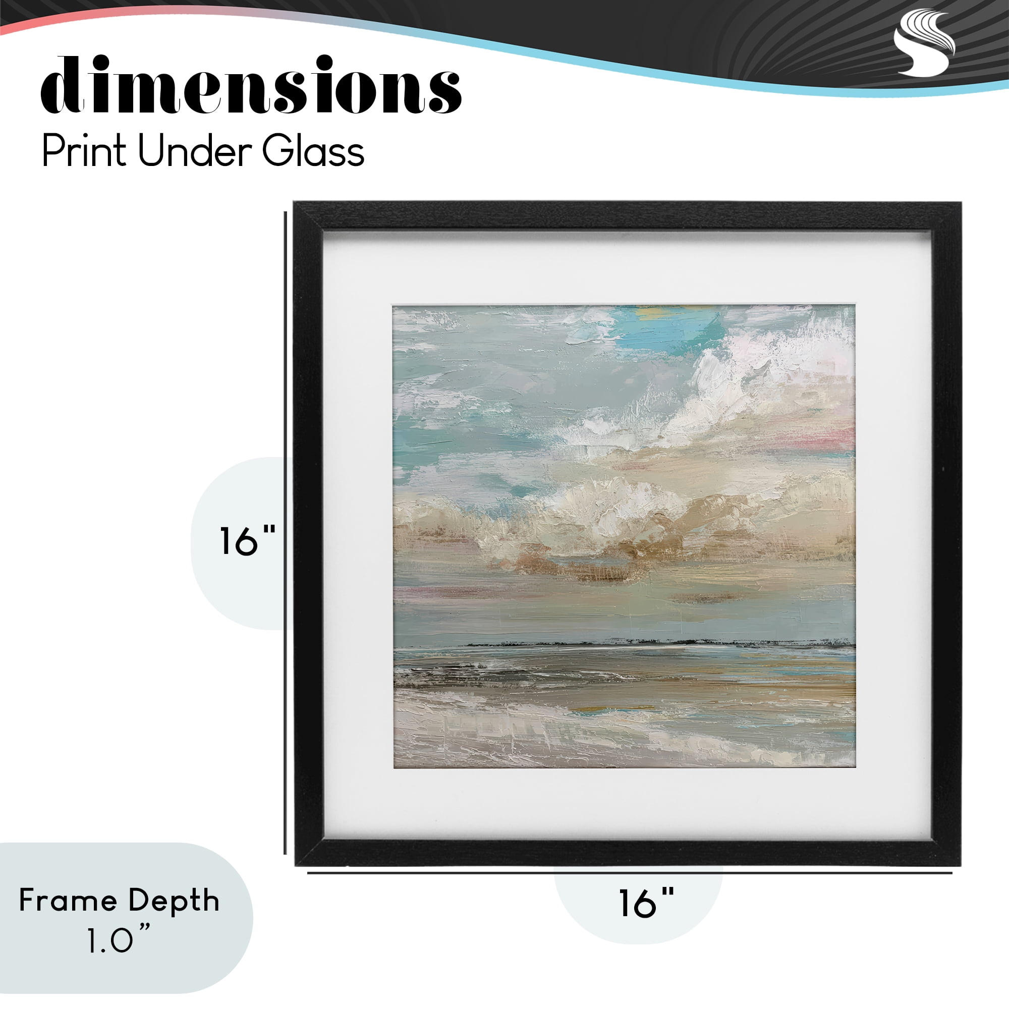 Stupell Industries Cloudy Beach Brushstrokes Black Framed Print Under Glass, design by Kim Curinga