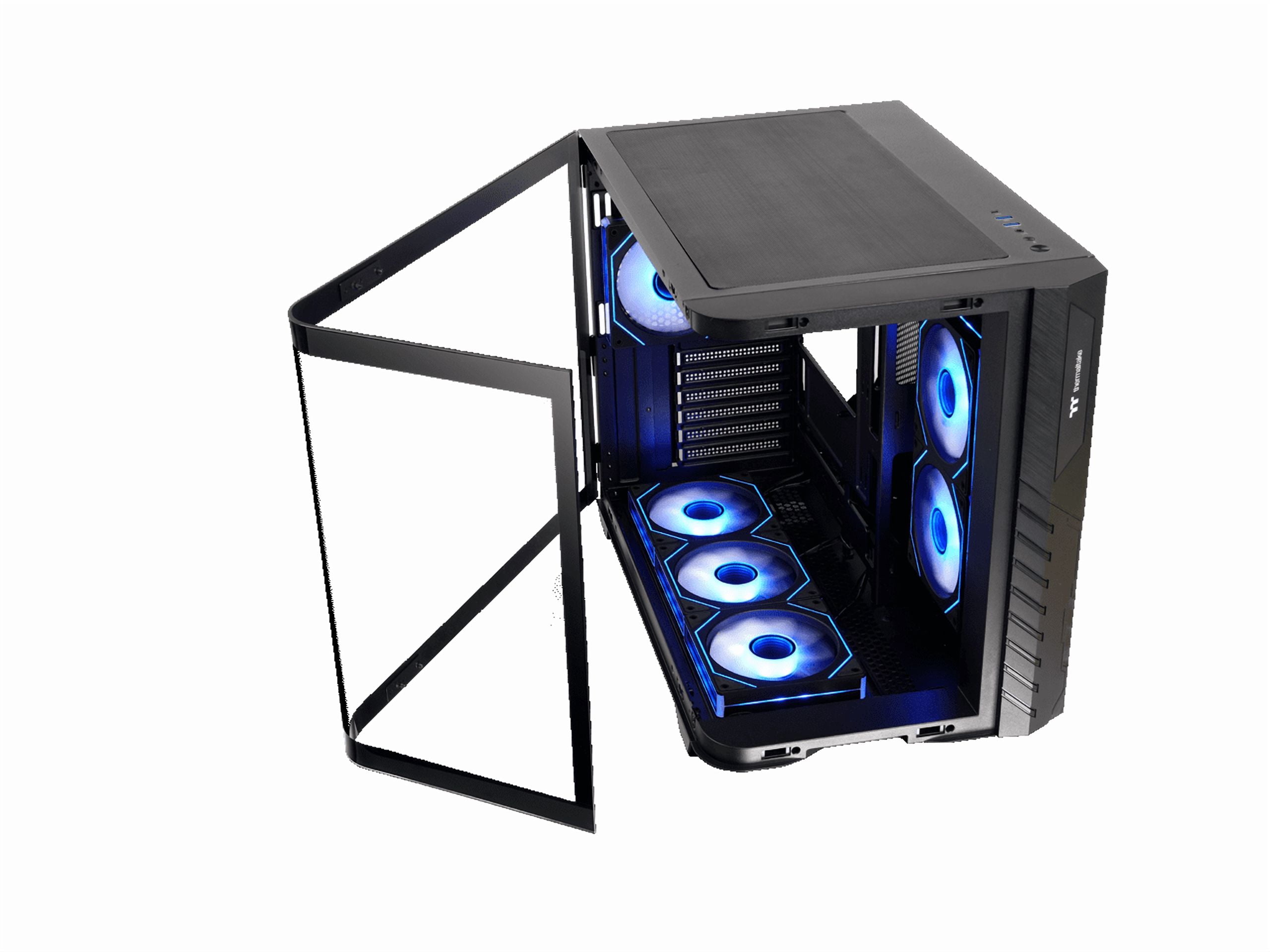 Thermaltake Vision 330 CR ARGB; Mid Tower; Curved Hinged TG panel; 6x120mm Infinity ARGB PWM Fans Included; 360mm Radiator Support; 420mm GPU Clearance; Hidden Connector Support; 250mm PSU; Black
