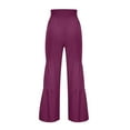 thumbnail image 5 of Womens High Waisted Palazzo Pants Solid Front Self Tie Knot Cotton Linen Wide Leg Pants Boho Beach Flowy Trousers, 5 of 5