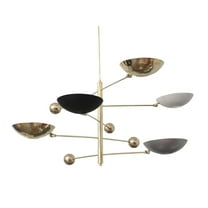 5-Light Mid Century Modern Raw Brass Sputnik Chandelier