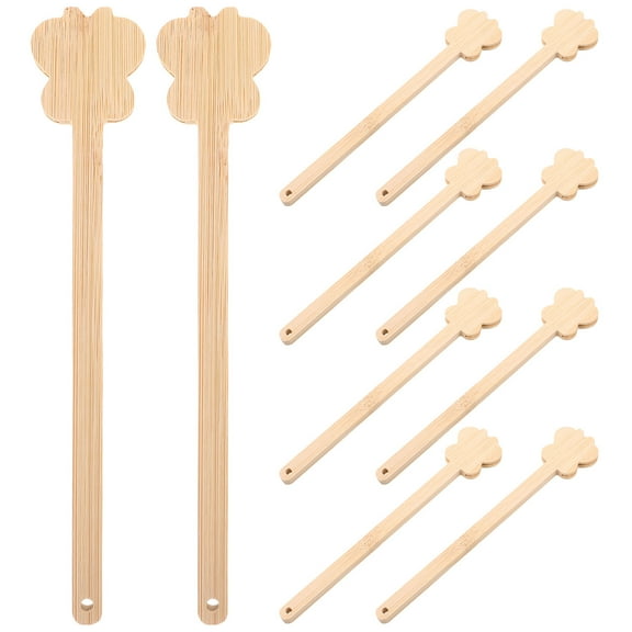 Hemobllo 10Pcs Bamboo Fan Handles Handcarved Lightweight Decorative Fan Handle for Wedding DIY
