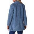 thumbnail image 3 of INSPIRE CHIC Lapel Faux Fur Coat for Women's Fuzzy Winter Warm Jacket Overcoat with Pockets L Grey Blue, 3 of 5