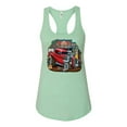 thumbnail image 2 of Wild Bobby, Vintage Hot Rod Old Garage Cars and Trucks Ladies Racerback Tank Top, Mint, Large, 2 of 3