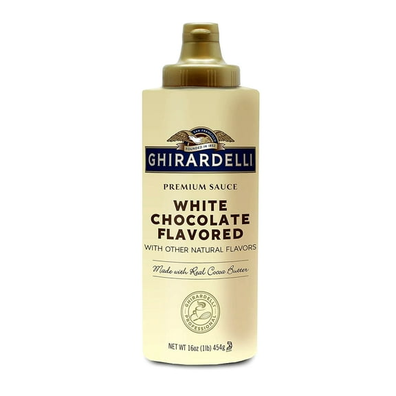 Ghirardelli White Chocolate Flavored Sauce Squeeze Bottle, White Chocolate Flavored Sauce, 16 Oz