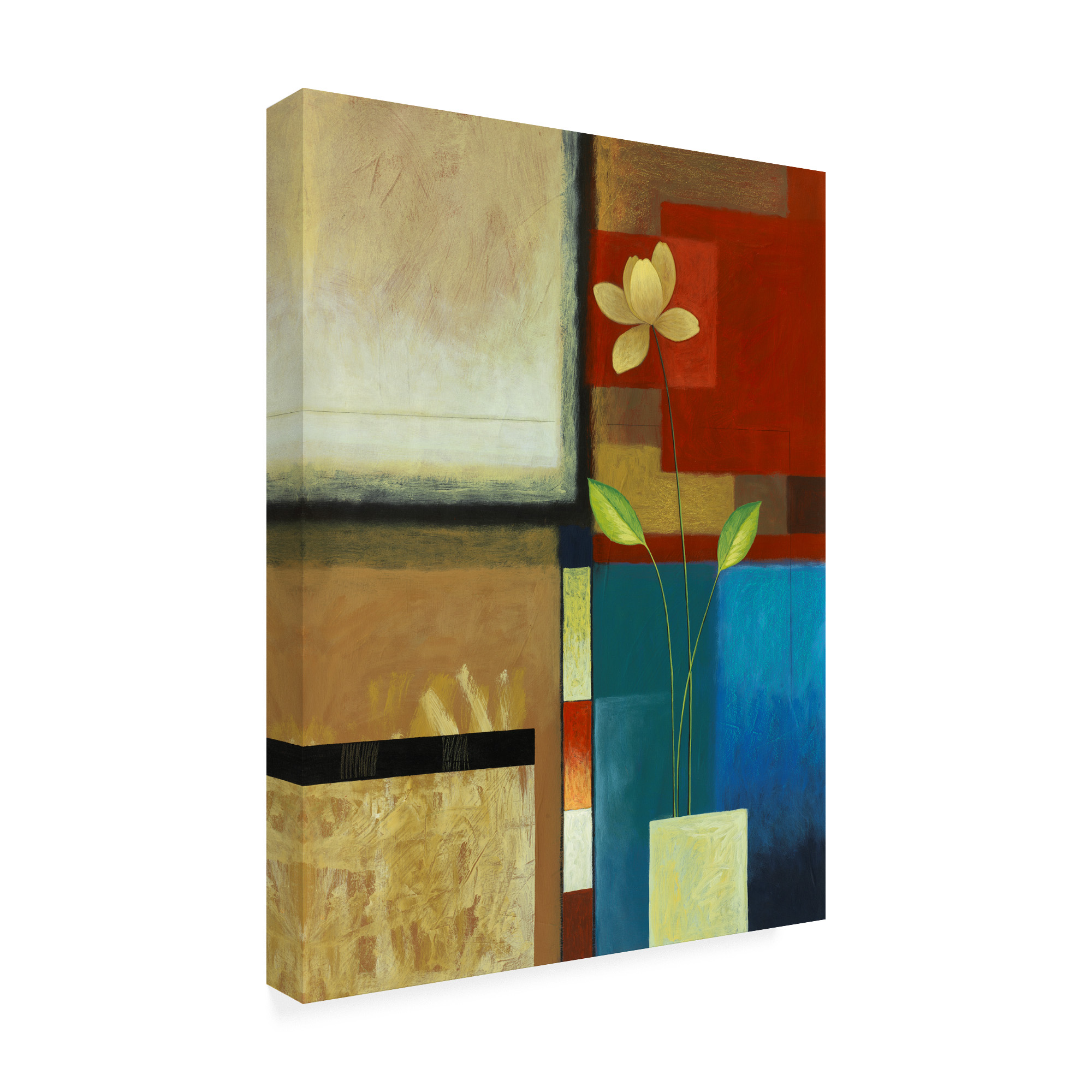 Trademark Fine Art 'Flower With Red And Blue Squares' Canvas Art by Pablo Esteban