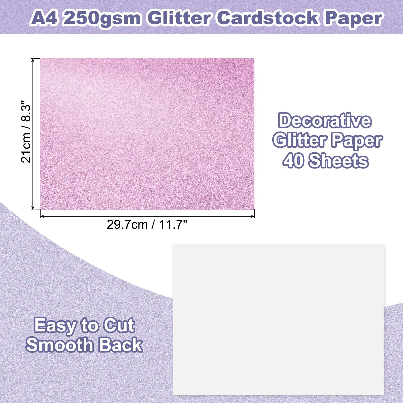 40Sheets Pink Glitter Cardstock, 8.3x11.7 in A4 Glitter Paper Card Stock Shiny Scrapbook 250gsm Sparkly Paper Large Shimmer for Crafts Scrapbook DIY Art Wedding Party