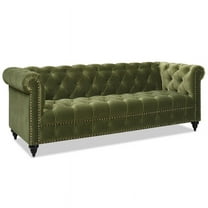 Jennifer Taylor Home Alto 88" Tufted Chesterfield Sofa Olive Green Velvet