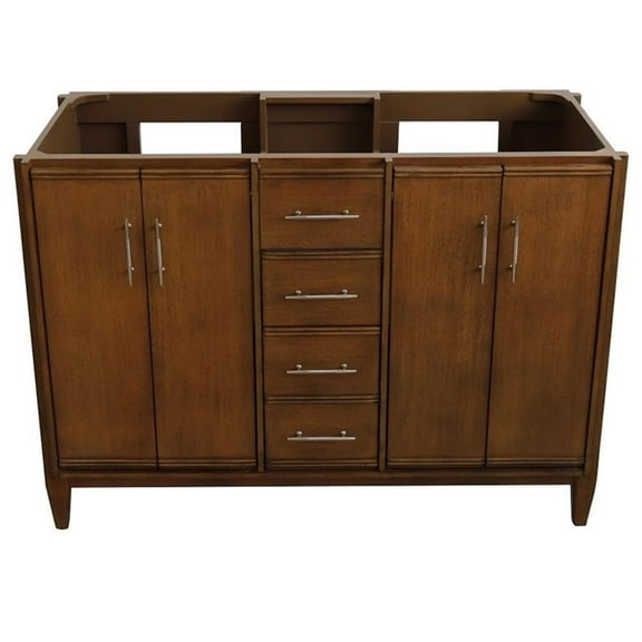MCM 48" Double Sink Solid Wood Vanity in Walnut (Cabinet Only)