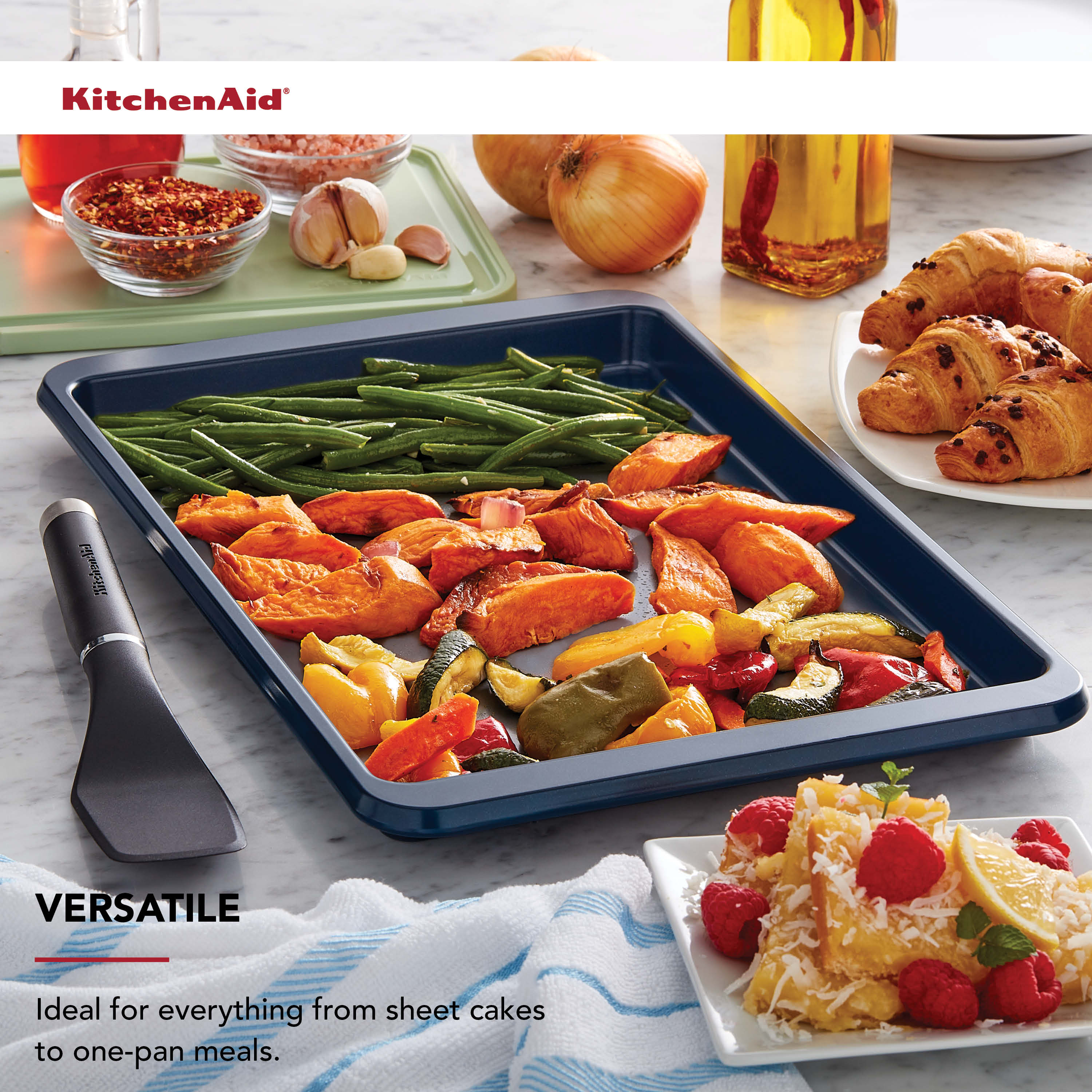 KitchenAid Aluminized Steel Nonstick Baking Sheet Pan, Ink Blue photo 2