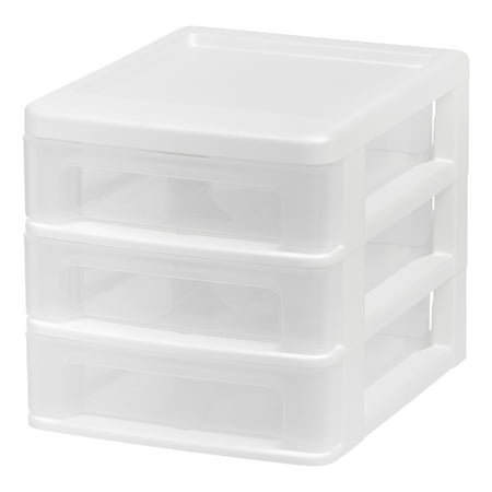- IRIS Compact Desktop 3-Drawer System, White