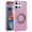 Pink, variant on For Motorola Moto G 5G 2025 Magnetic Ring Circle Bling Chrome 3in1 Hybrid Case - Pink